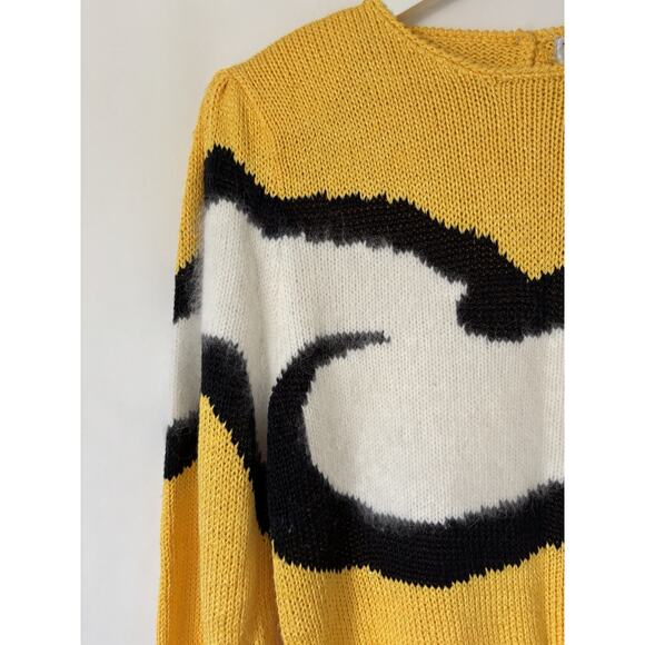 Vtg Maurada Sweater Large Knit Yellow Crew Retro Cardigan Pullon - Picture 3 of 13